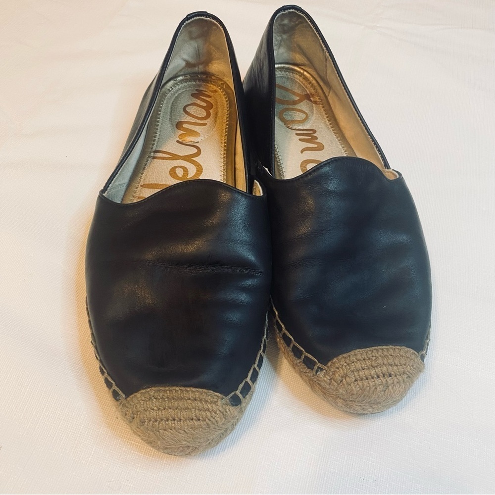 Sam Edelman Black Leather Espadrilles with Tan Accents